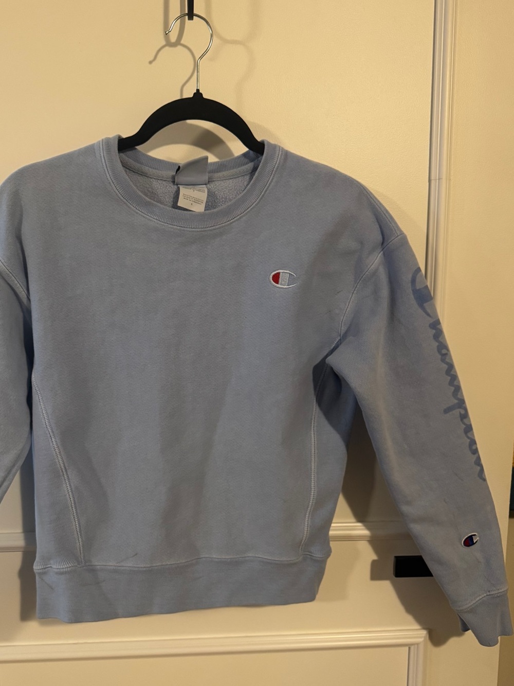Champion Pastel Blue Crewneck Sweatshirt with Logo